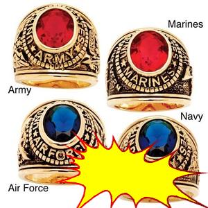PalmBeach Goldplated Men´s Red or Blue Crystal Military Ring
