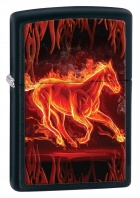 Zippo Black Matte Horse Flaming Lighter