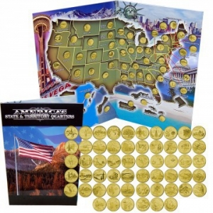 Gold Plated State Quarters Collection w/ Folder