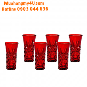 Bộ 6 ly pha lê màu đỏ - dùng cho Vodka Shots - Dublin