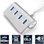 Sabrent Premium 4 Port Aluminum USB 3.0 Hub (30" cable) for iMac, MacBook, MacBook Pro, MacBook Air, Mac Mini, or any PC (HB-MAC3)