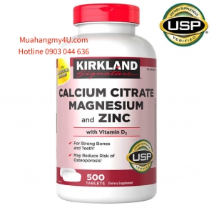 Kirkland Signature Calcium Citrate Magnesium and Zinc, 500 Tablets