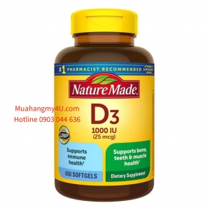 Nature Made Vitamin D3 25 mcg., 650 Softgels