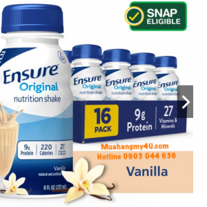 Sữa Ensure Original Nutrition Drink, Vanilla, 8 Fl Oz, Thùng 16 Chai 