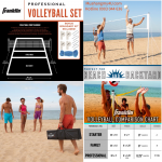 Franklin Sports Volleyball Set with Portable Net and Ball - Professional