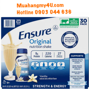 Ensure Original Nutritional Drink, Vanilla, 8 fl oz, thùng 30 Chai