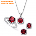 Sterling Silver Jewelry Set, Garnet (4-3/4 ct. t.w.) and Diamond Accent Necklace, Earrings and Ring Set