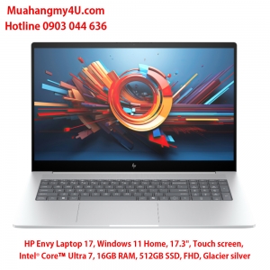 HP Envy Laptop 17, Windows 11 Home, 17.3", Touch screen, Intel® Core™ Ultra 7, 16GB RAM, 512GB SSD, FHD, Glacier silver