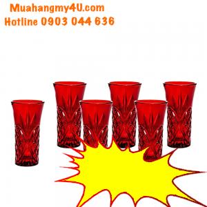Bộ 6 ly pha lê màu đỏ - dùng cho Vodka Shots - Dublin