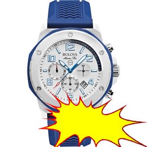 Mens Bulova Analog Display Blue Watch #98B200